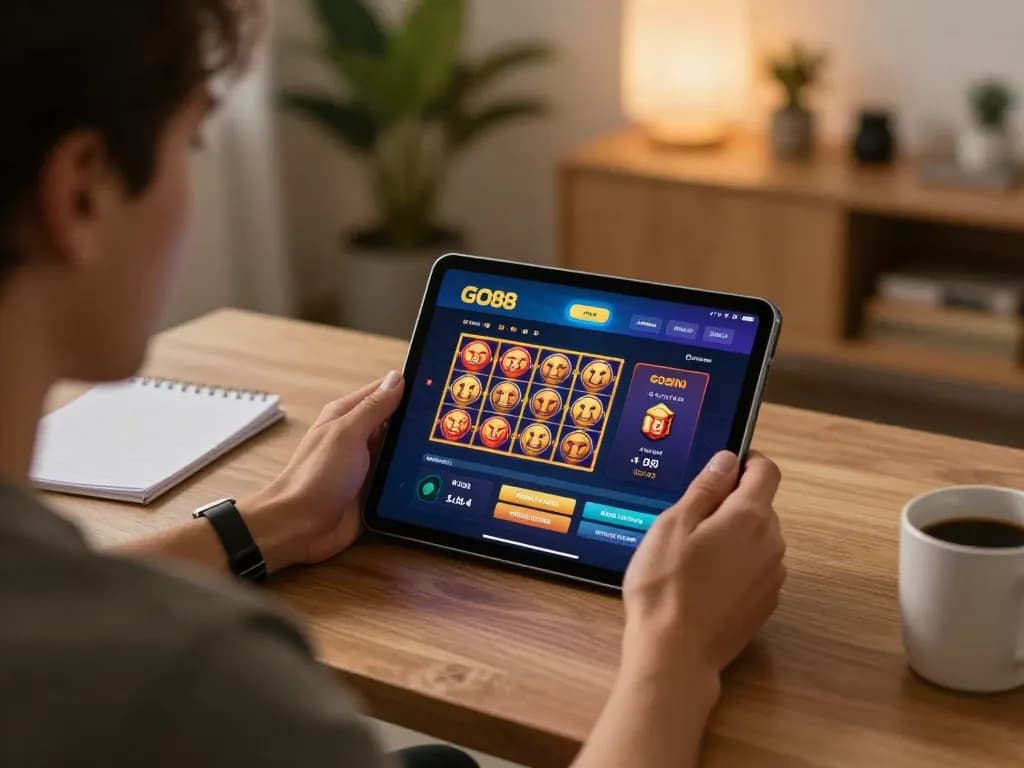 Engaging in strategic gameplay on the GO88 mobile app while enjoying a cozy home environment.