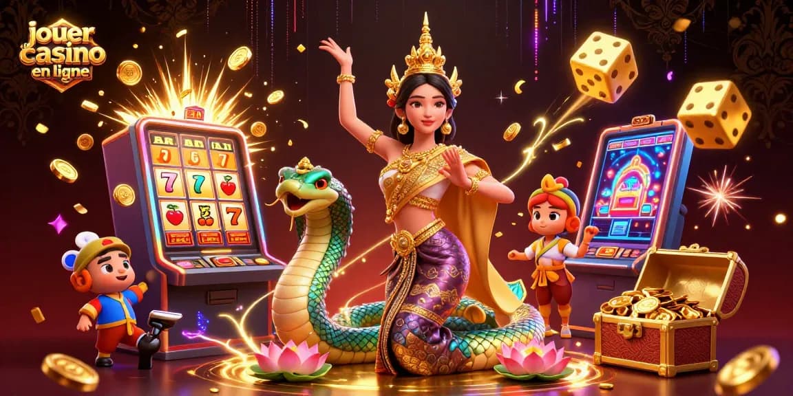 Vivez l'excitation de jouer au casino en ligne avec des éléments de casino vibrants et des personnages enchanteurs.