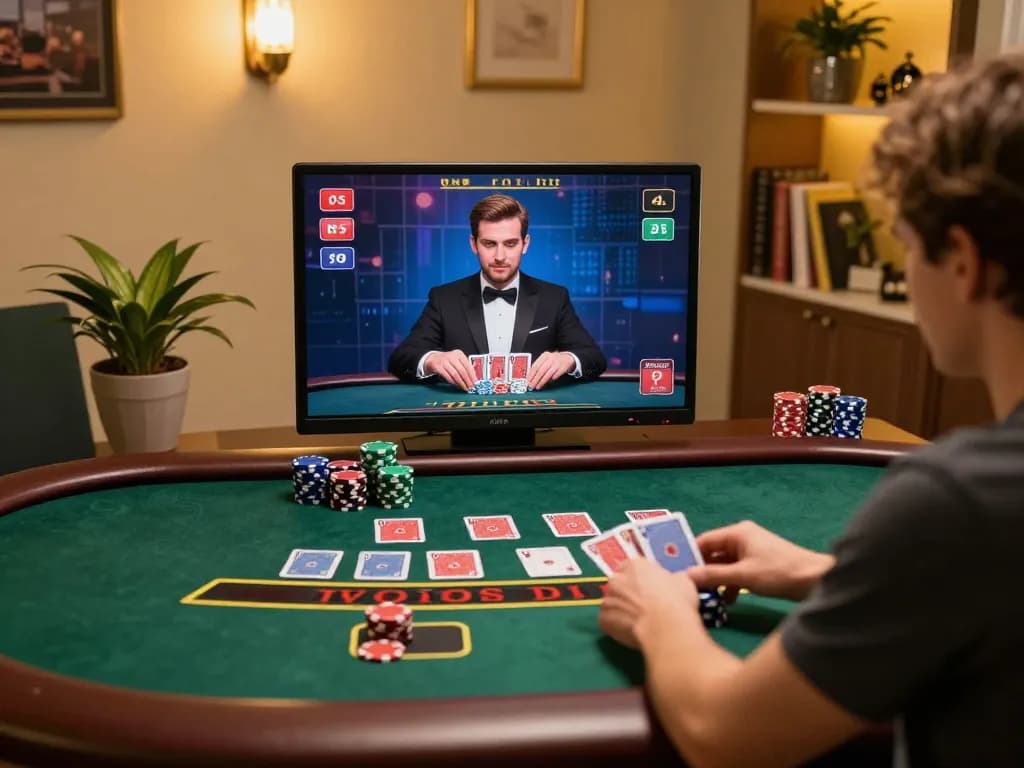 Engaging with OKFUN's online casino on a tablet during a live blackjack game.