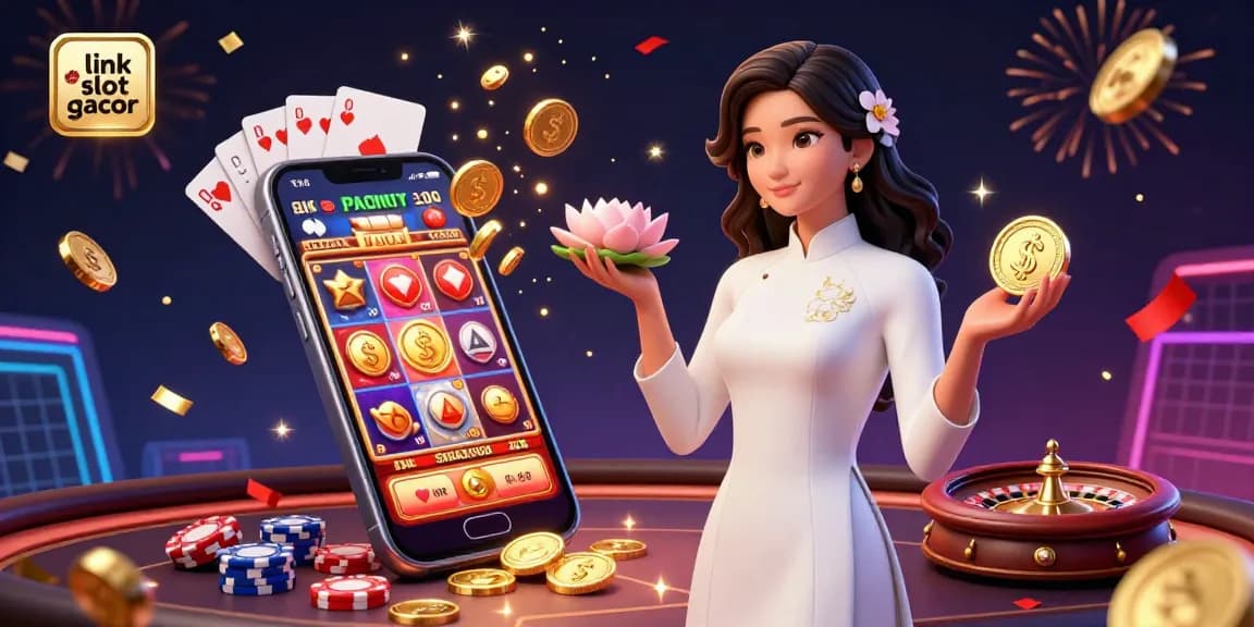 Experience the thrill of link slot gacor with our vibrant 3D casino illustration featuring exciting game elements.