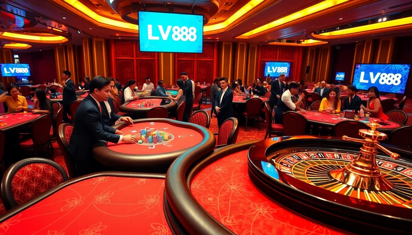 Experience the excitement of LV 88 with vibrant casino tables and thrilling gameplay.