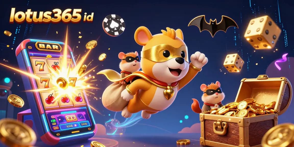 Experience thrilling betting with lotus365 id, featuring a superhero dog and hamster amidst a dynamic casino scene.