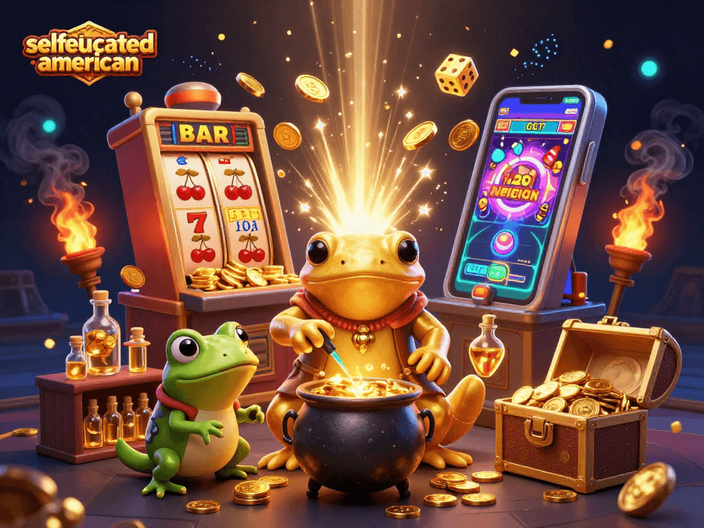 selfeducatedamerican showcases a vibrant casino atmosphere filled with golden treasures and exciting games