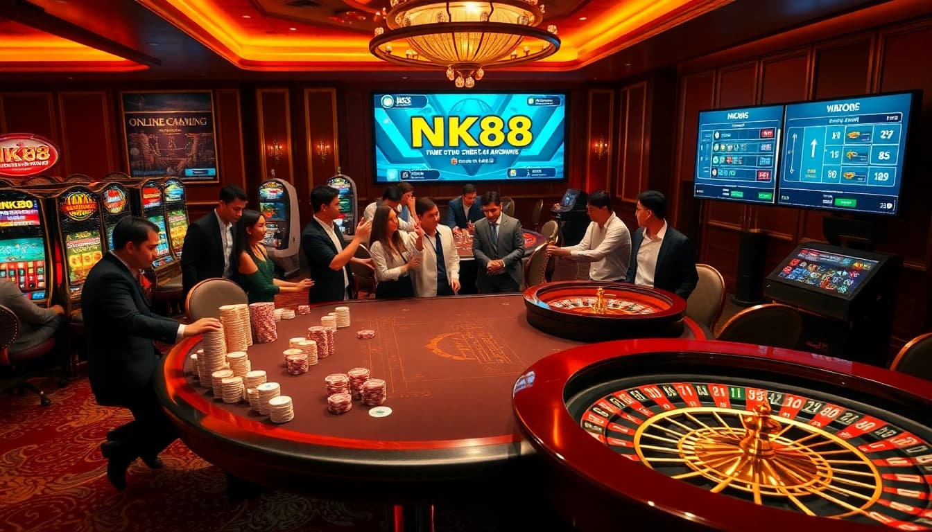 Players enjoying thrilling games at NK88 casino, highlighting excitement and vibrant atmosphere.