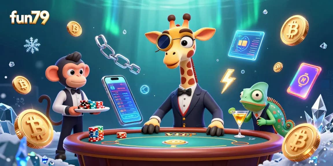 Experience winning strategies at fun79 with a vibrant 3D casino scene featuring iconic characters.