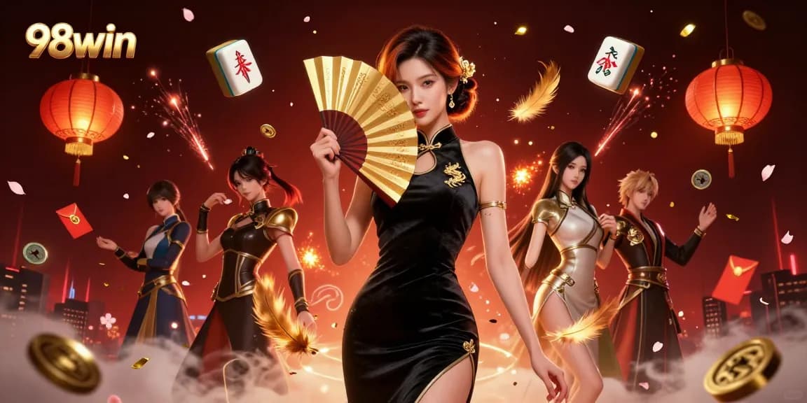 Experience thrilling action at 98win with a captivating casino illustration highlighting Asian elegance.