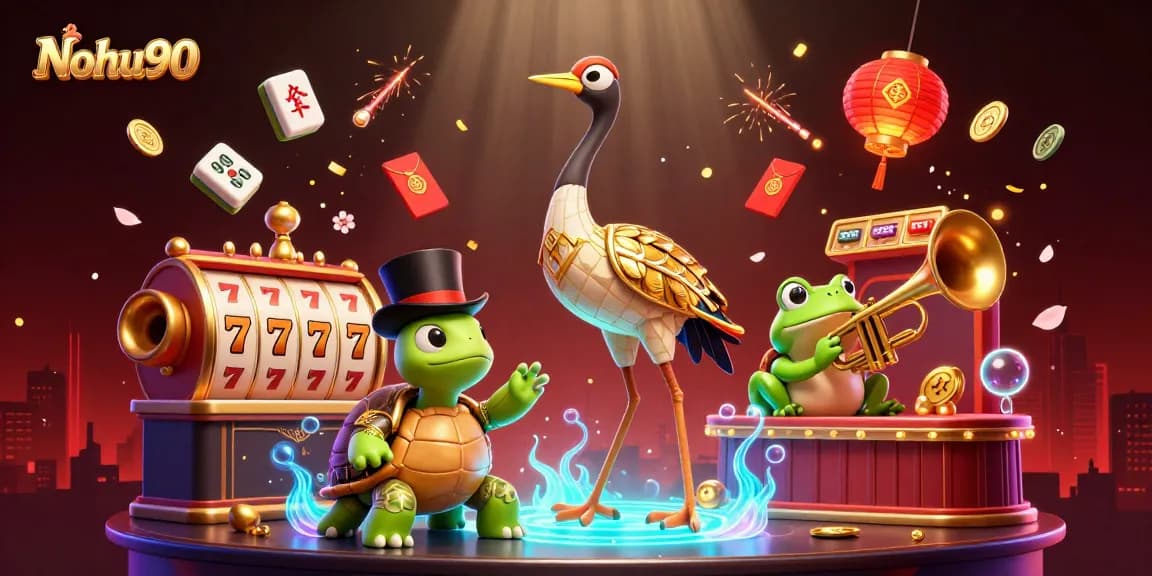 Nohu90 offers a vibrant casino experience with exciting slot games featuring golden reels and vibrant characters.