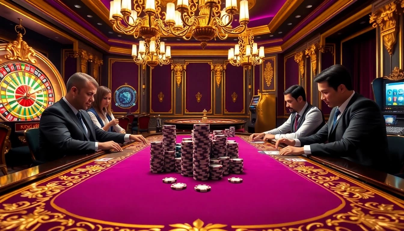 The thrilling poker action at Nhà cái KONG88 highlights strategic gameplay at an elegant casino table.