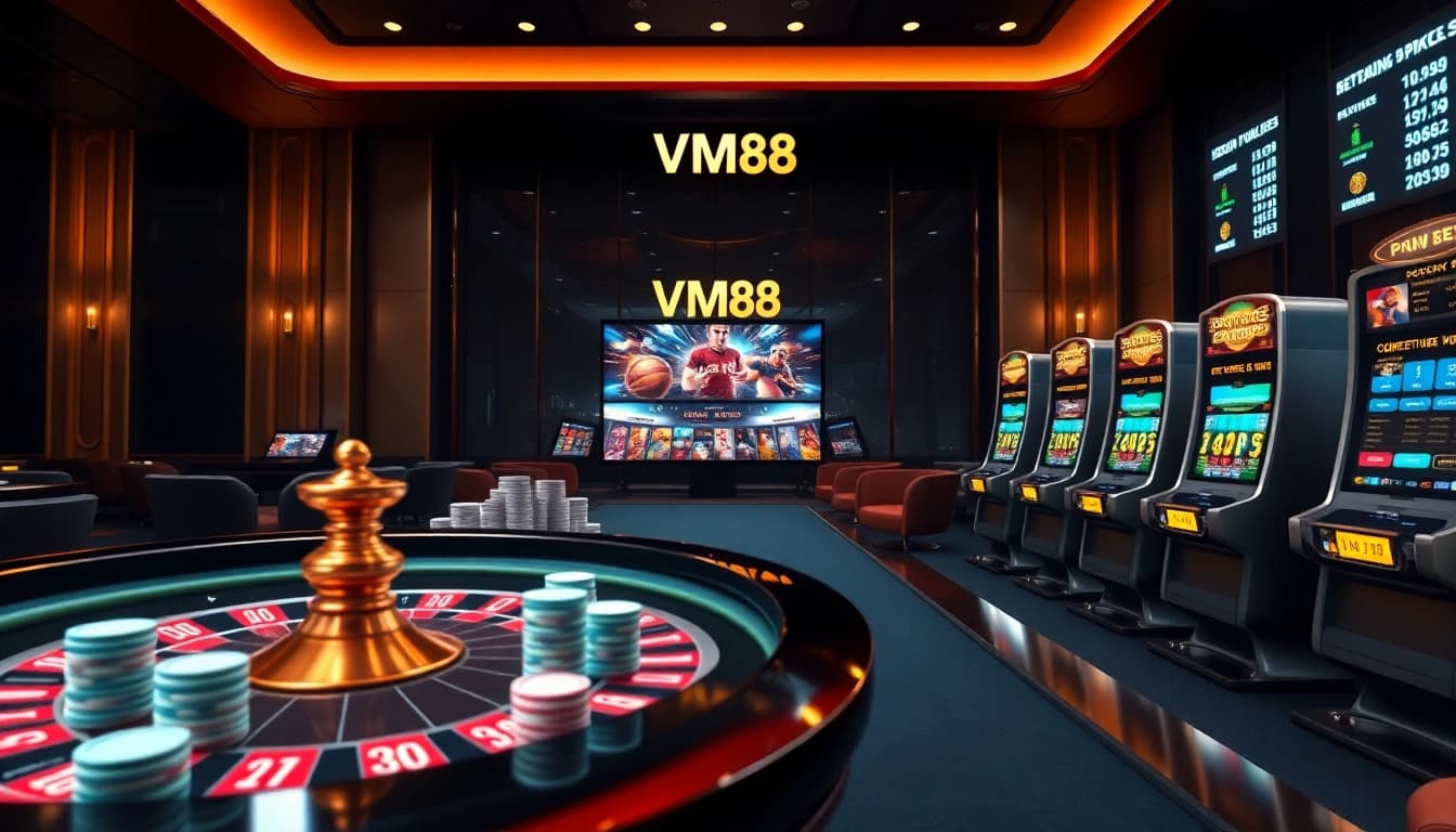 VM88 showcasing dynamic betting odds and spinning virtual roulette wheel engaging professional gamblers