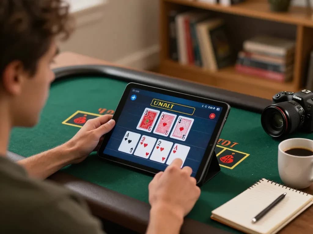 Player enjoying a winning hand in live blackjack at CM88 online casino from home.
