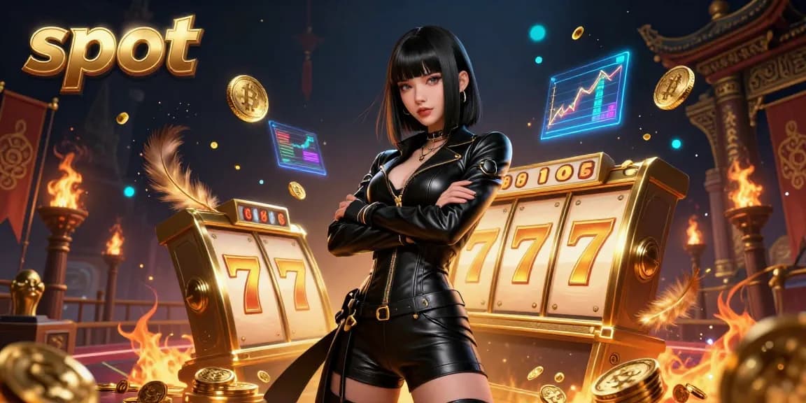 Spin exciting slot games with jackpots in a dynamic casino scene featuring golden coins and vivid characters.