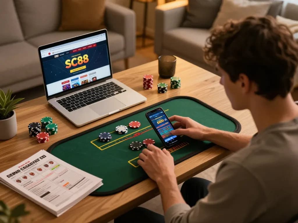 The SC88 mobile app showcased in an engaging online gaming session, highlighting player interaction and comfort.