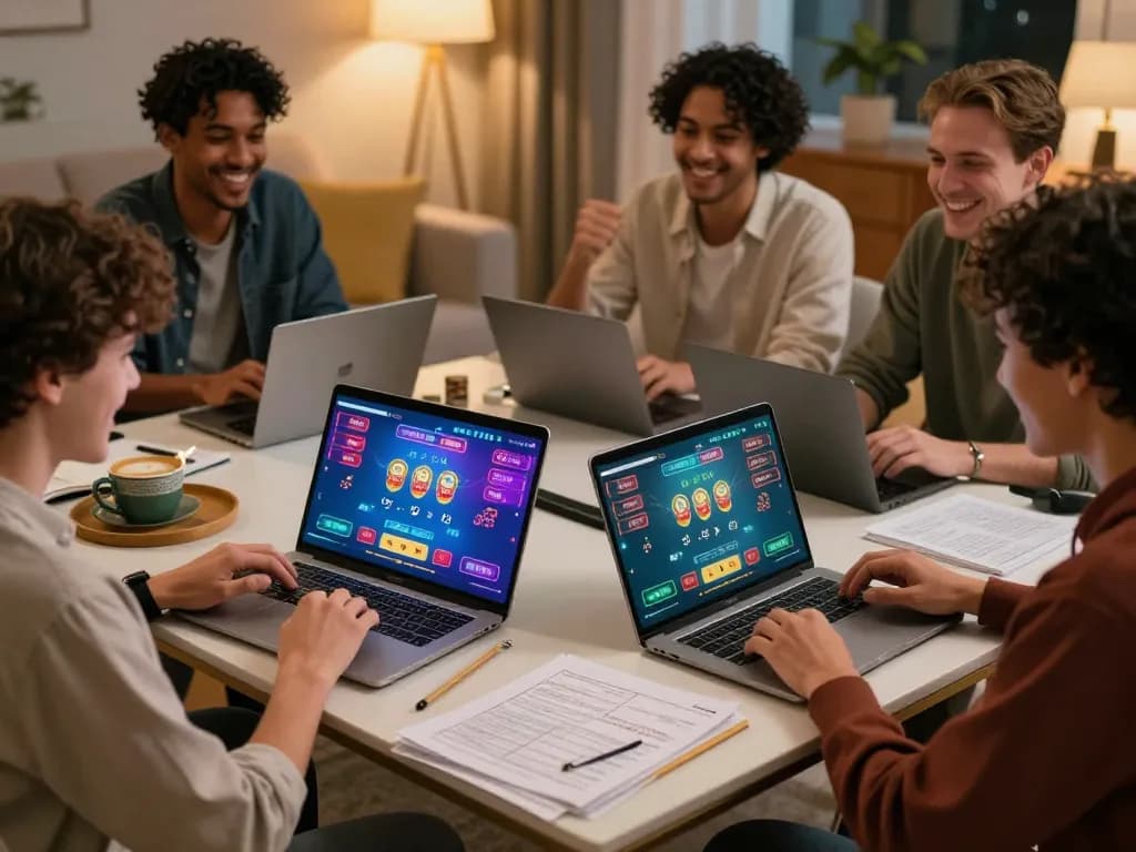 Players enjoying online blackjack at home with engaging gaming setup at LC88