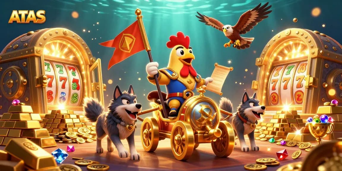 Engage with the thrilling world of ATAS Casino featuring a rooster warlord and golden riches.