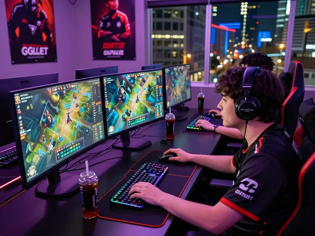 Engaged player betting on Dota 2 at GGLBet Singapore with live match statistics and esports atmosphere.