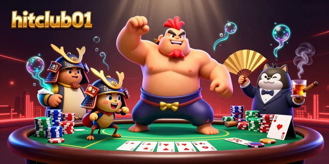Experience thrilling gambling at hitclub01 with sumo wrestler, cricket, and tanuki in action.