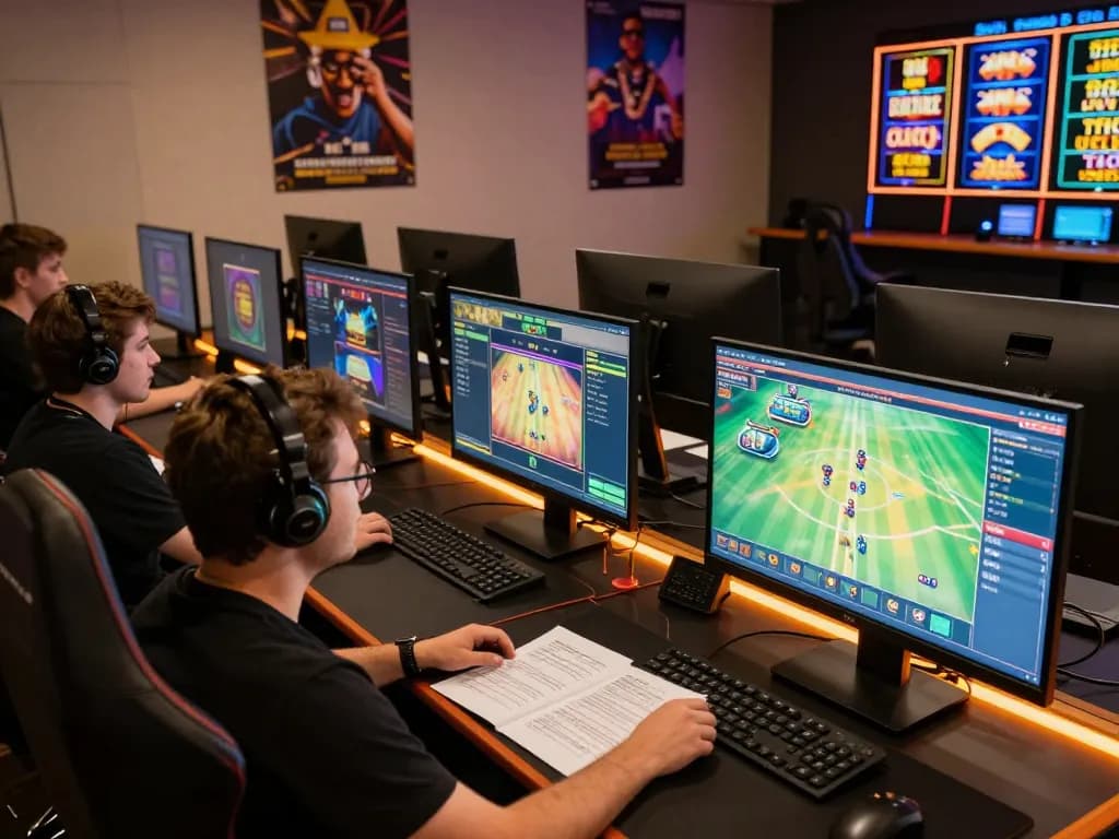 Engaging online gaming scene showcasing a player on winstrike69 analyzing casino games.