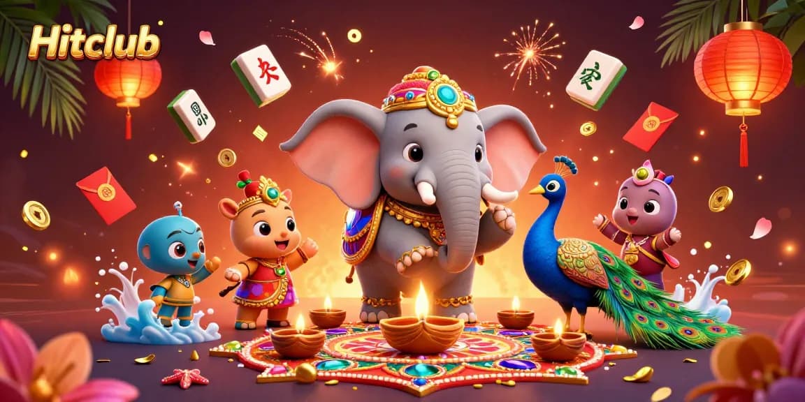 Hitclub features vibrant characters and dynamic casino elements in a festive gambling scene.