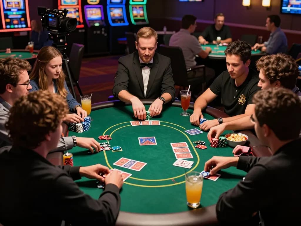 Join friends to create a caricature while enjoying thrilling poker action at the casino.