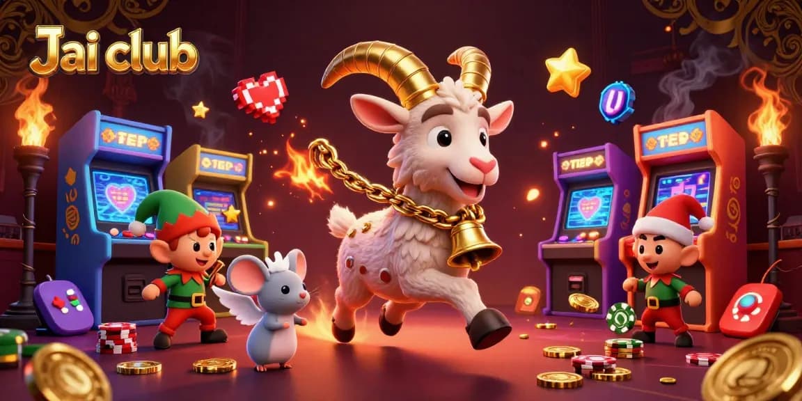 Experience the excitement of Jai club's dynamic gaming adventure with Krampus and friends in a festive cash-filled casino.