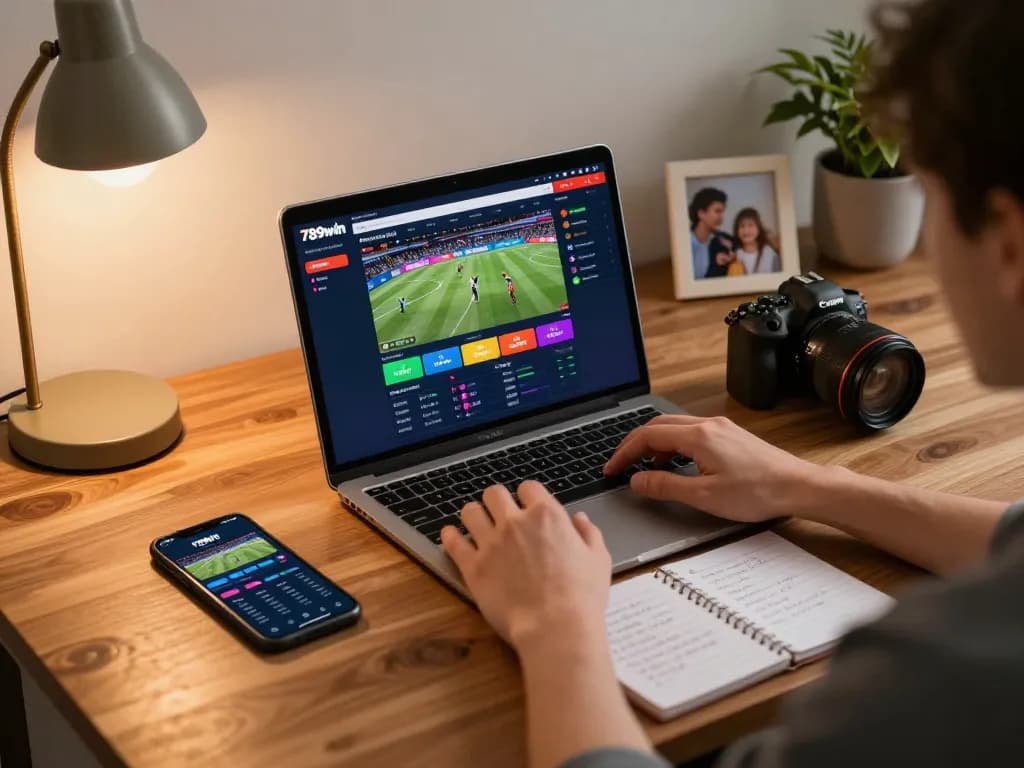 Engaging betting strategies displayed at 789win sportsbook with sports events on laptop.