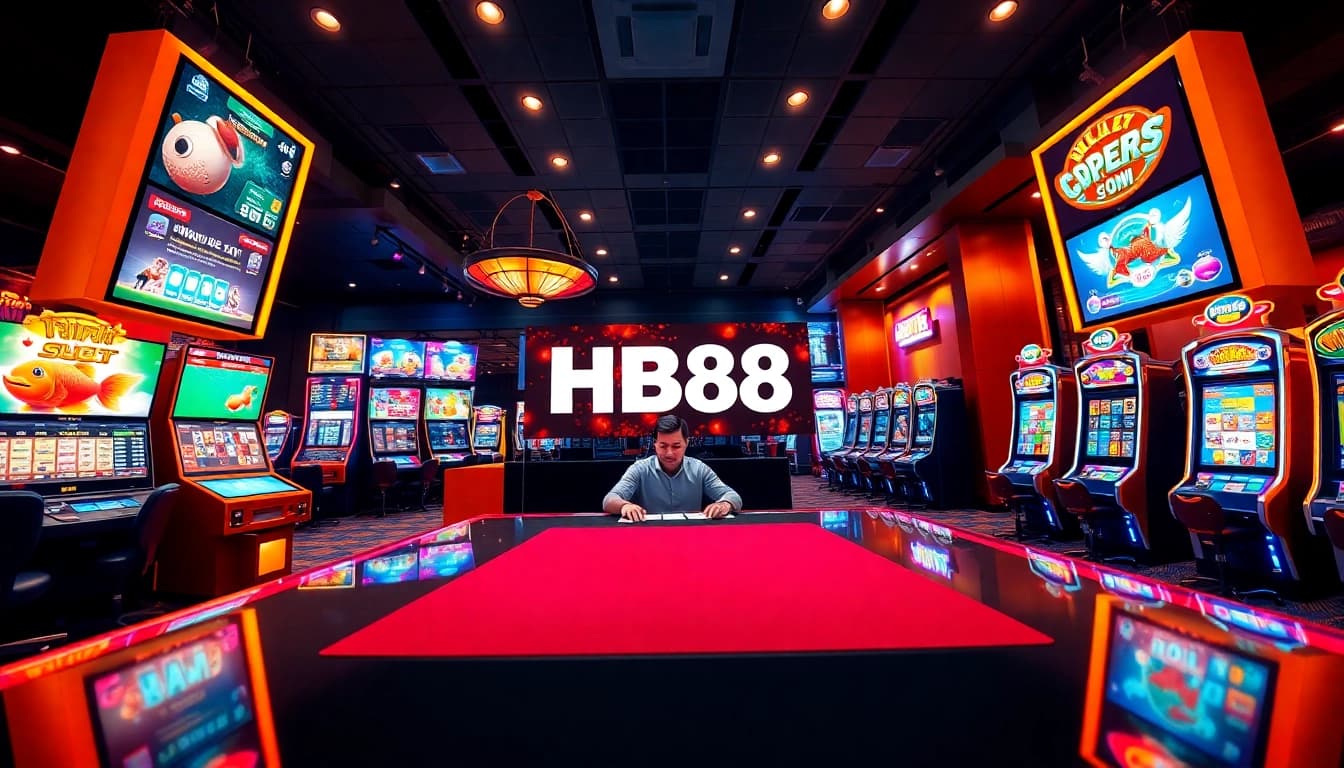 hb88 online casino showcasing vibrant gaming options and professional ambiance