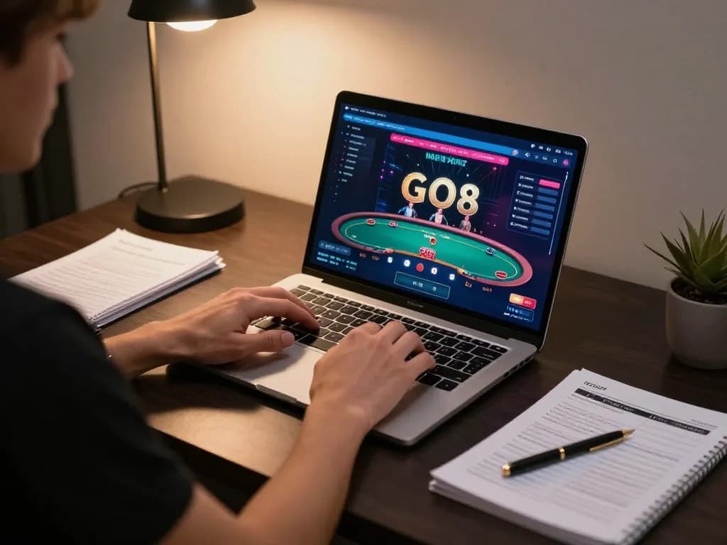 The player engages in strategic gameplay at GO8, showcasing their online poker interface during an intense session.
