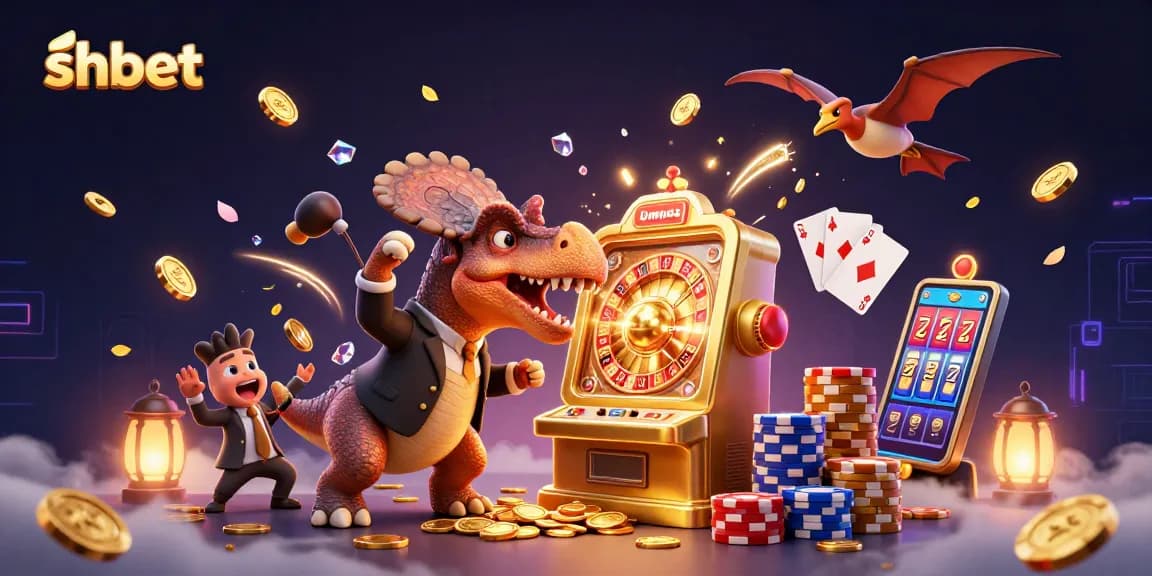 Experience shbet excitement with a dynamic 3D casino scene featuring jackpot wins and vibrant game elements.