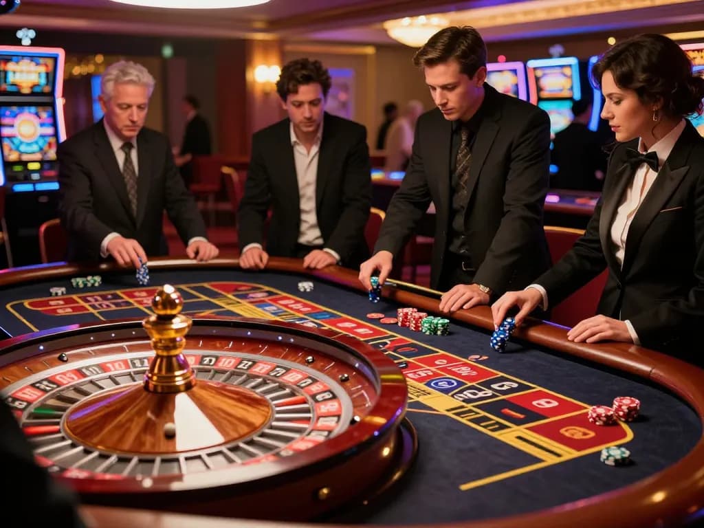 Experience LGOGOAL excitement at the roulette table with chips placed for a thrilling outcome.