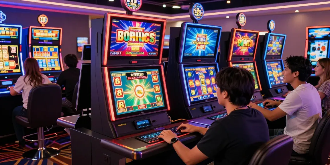 Players immersed in Bonus Buy slots at a lively online casino, showcasing dynamic gameplay and vibrant graphics.
