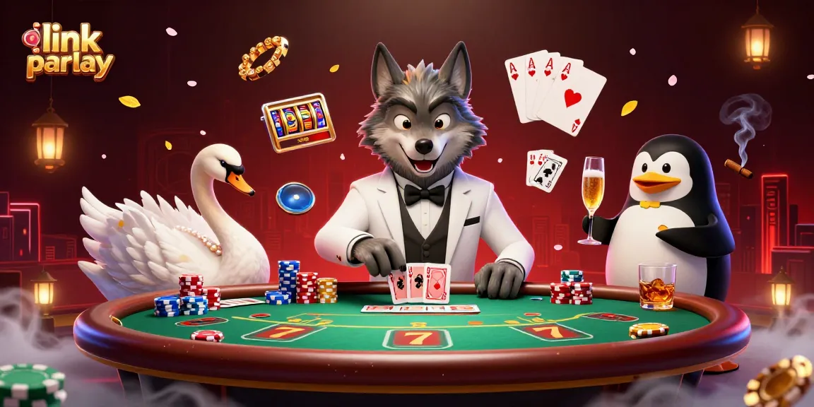 Experience exciting link parlay betting with vibrant casino characters and dynamic gambling elements.
