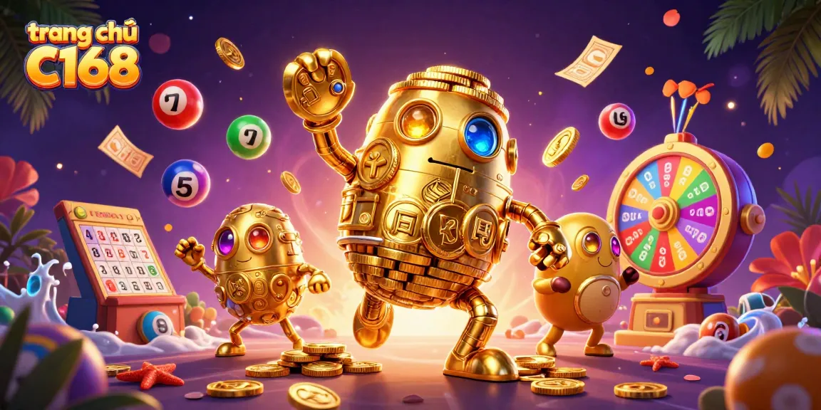 Engage with thrilling games at trang chủ C168 featuring golden golem and colorful lottery elements.