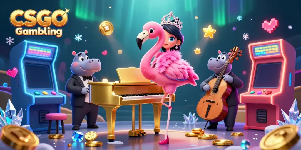 Experience the thrill of CSGO Gambling with animated characters showcasing vibrant casino gameplay.