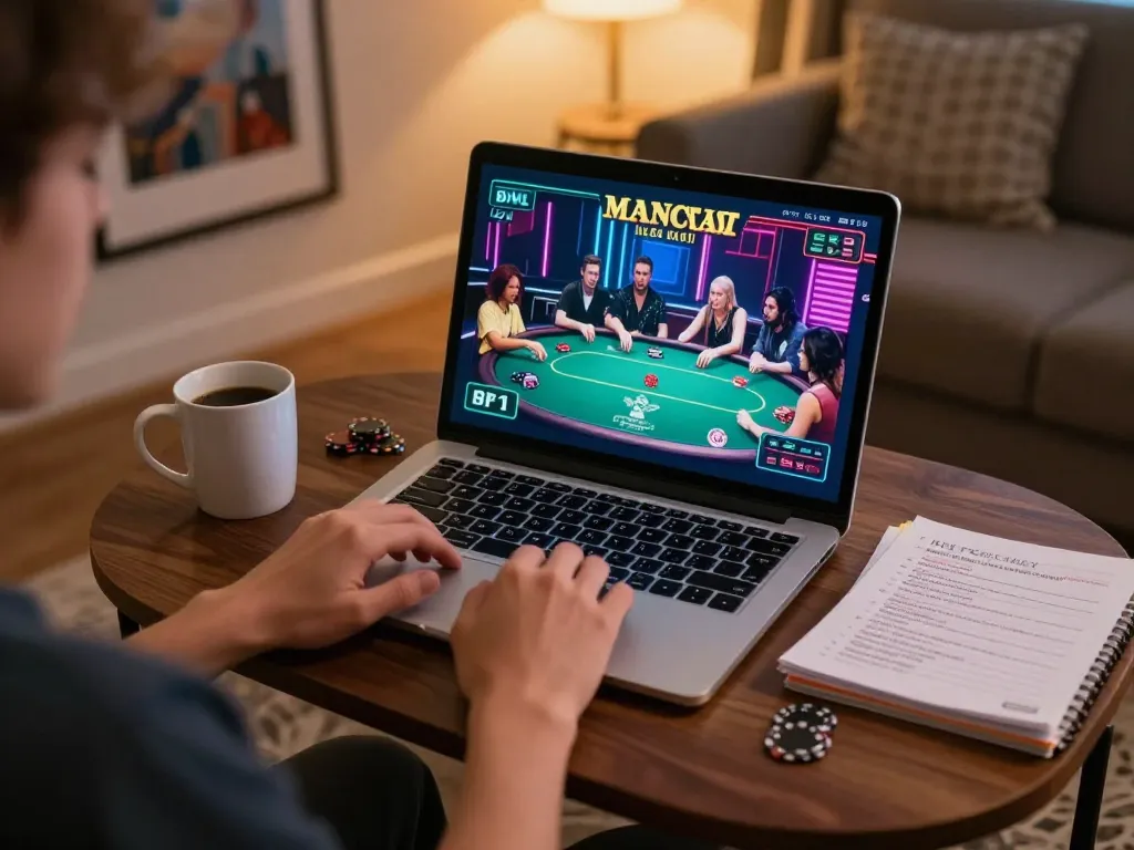 Bermain permainan kasino online di rumah dengan https://www.theinsurancem.com/can-you-sell-insurance-from-home/ di laptop sambil menikmati kopi dan catatan strategi.