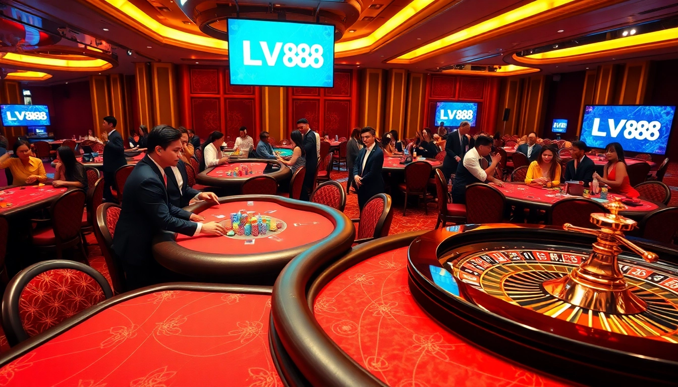 Experience the excitement of LV 88 with vibrant casino tables and thrilling gameplay.