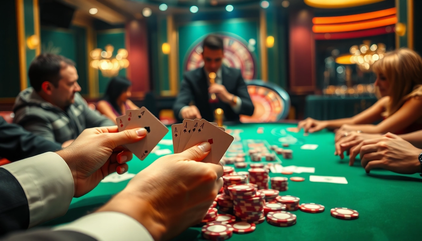 Menggiring pemain di meja poker, menampilkan suasana seru kasino dengan bbni4d.