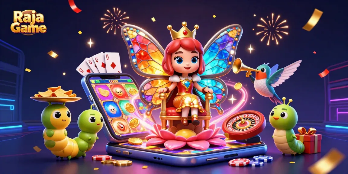 Experience thrilling wins with Raja Game in a vibrant 3D casino setting featuring exciting gaming elements.
