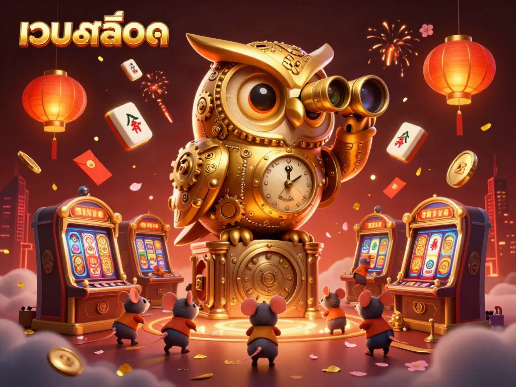 สล็อตเว็บตรงที่มีตัวละครมังกรทองที่มีกลไกซับซ้อนและเกมสล็อตสวยงามในบรรยากาศคาสิโน