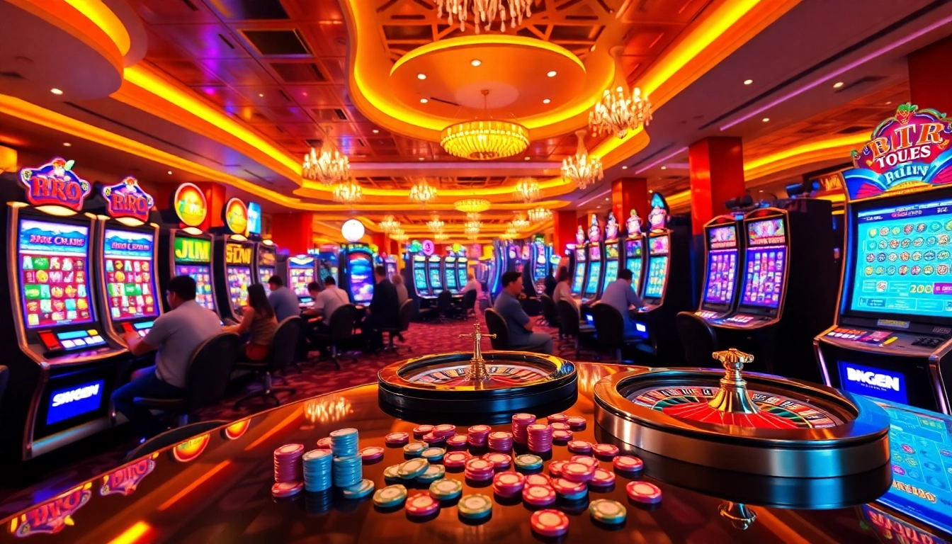 Engage in BRO138: Promo akhir tahun Toto Slot Terbaru Murah Hanya 10.000 at a vibrant casino slot machine scene.