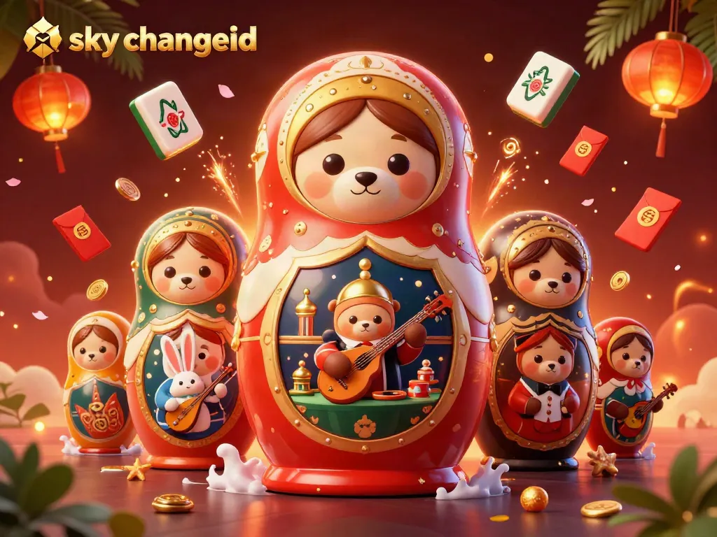 Experience the excitement of skyxchangeid with vibrant casino characters and festive elements.