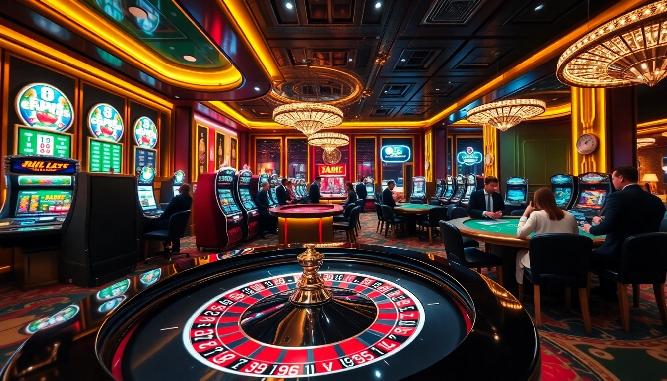 Experience luxurious gameplay at dh 88's vibrant casino, featuring roulette and slot machines.