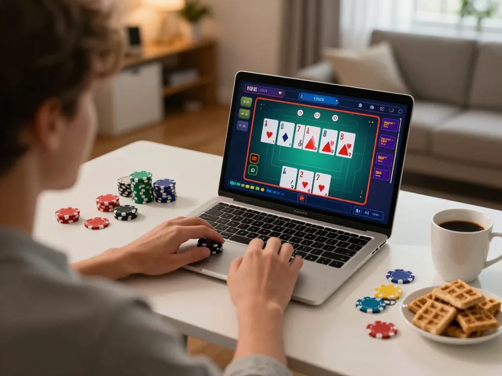 Engaging in online blackjack at RR88, showcasing interactive gameplay and cozy atmosphere.