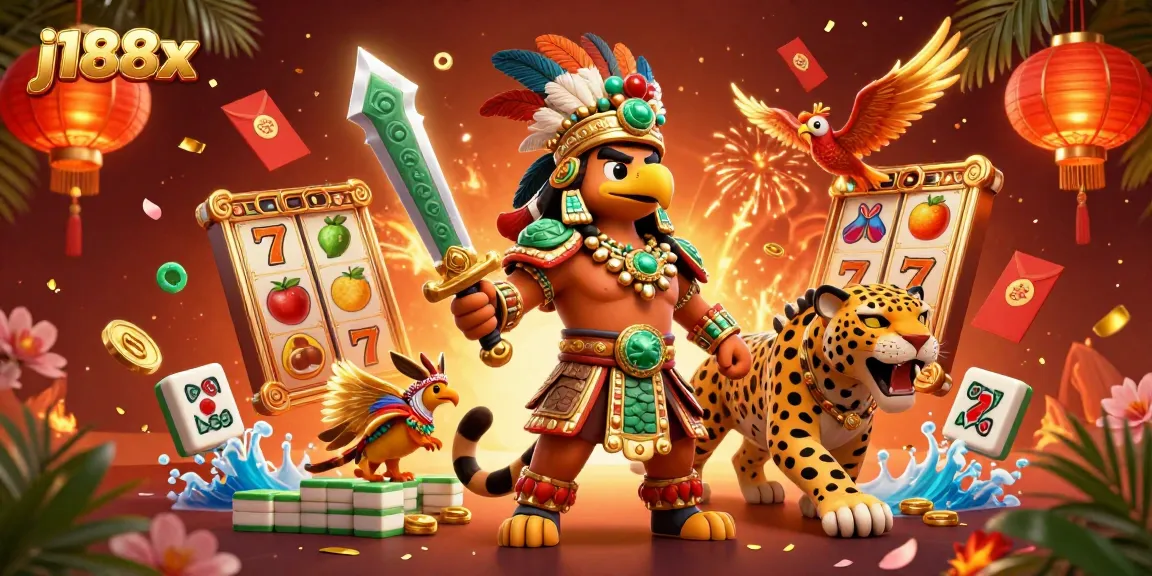 Experience thrilling gambling action with j188x in an ultra-detailed 3D casino illustration featuring vibrant characters and game elements.