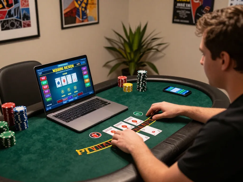 king33 player engaging in live dealer blackjack on laptop with colorful interface