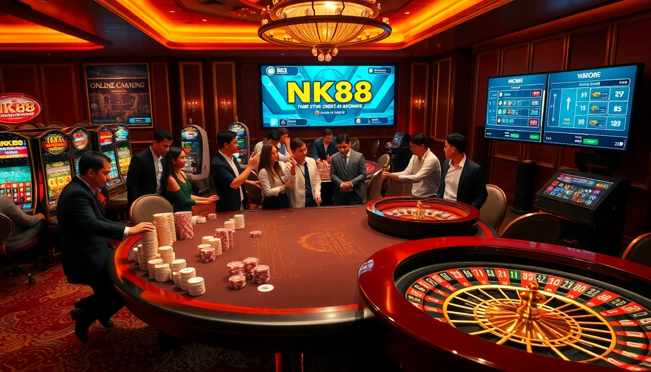 Players enjoying thrilling games at NK88 casino, highlighting excitement and vibrant atmosphere.