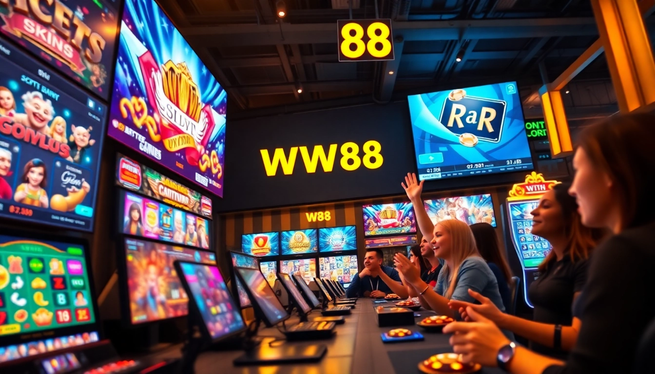 Vibrant WW88 online gambling interface with players engaging in diverse games and live betting.