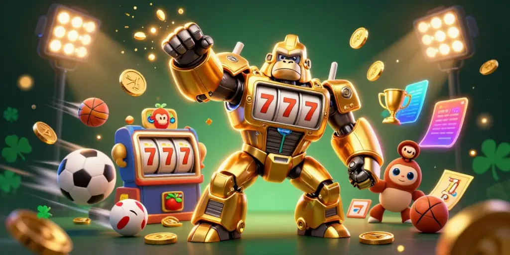 Permainan menarik di gwp168 dengan mesin slot dan bola olahraga dalam ilustrasi 3D yang memukau.