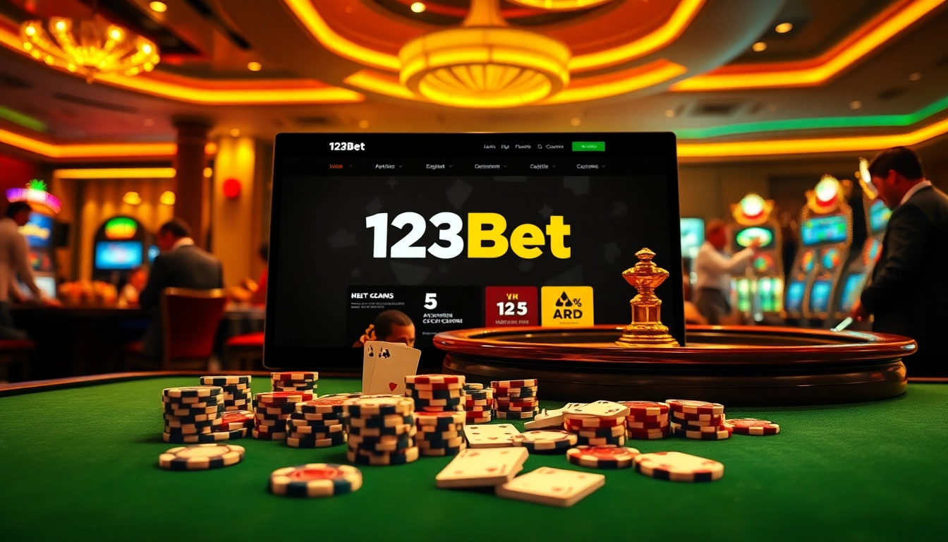 Engaging online gambling experience at 123bet with vibrant casino elements.