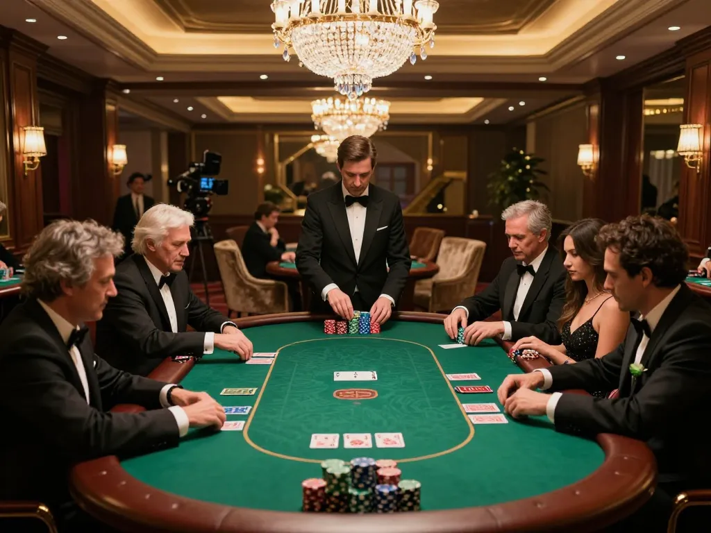High-stakes poker action in elegant VIP room showcasing n188vip's premium casino experience