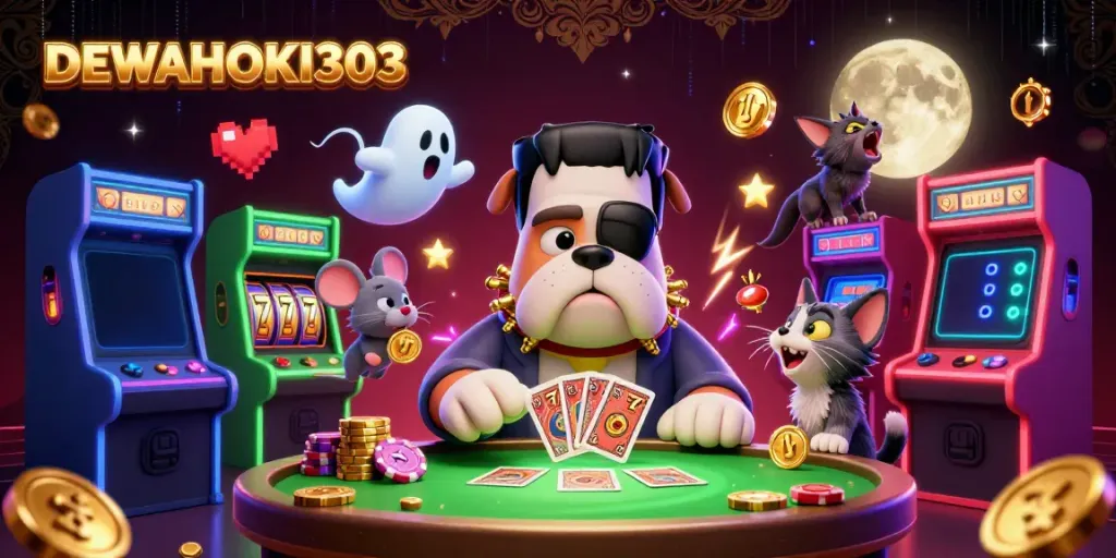 DEWAHOKI303 menghadirkan slot online menarik dengan elemen karakter dan meja hijau yang memikat.